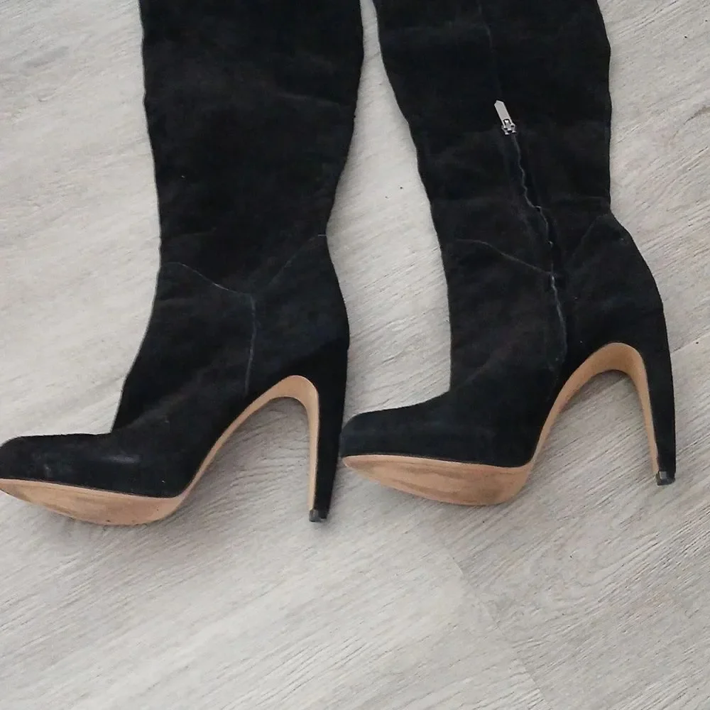 Sam Edelman super soft suede over the knee black heeled boots Sz 9.5